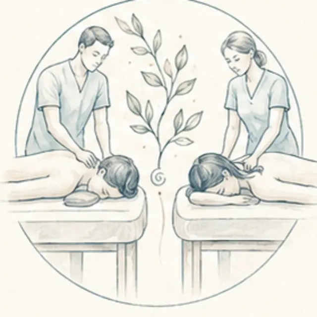 Ilustração artística da terapia Massagem para Casal