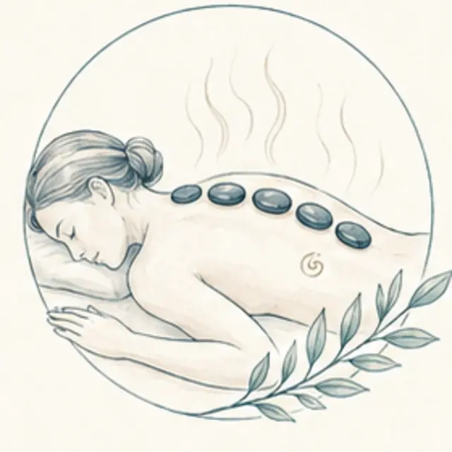 Ilustração artística da terapia Pedras Quentes