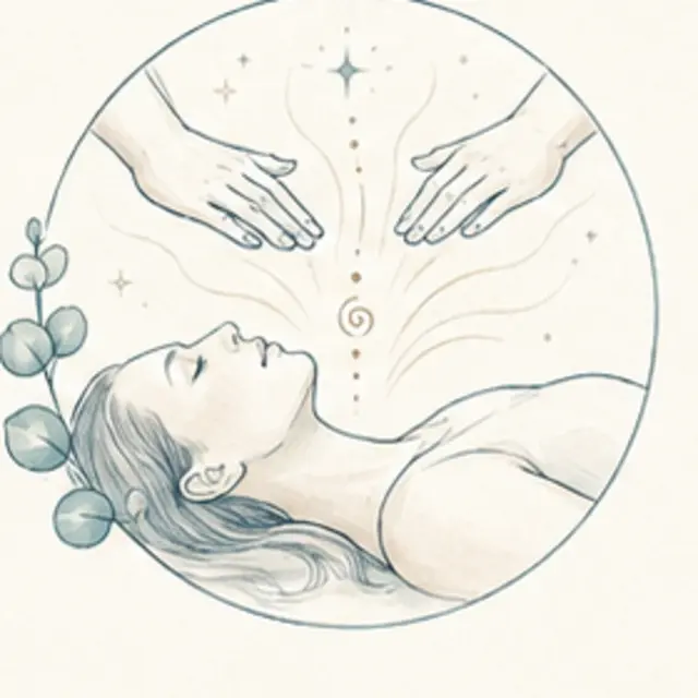 Ilustração artística da terapia Reiki